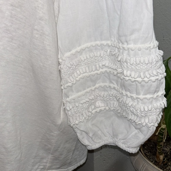 Chico’s Linen-Blend Pom Sleeve Tee in White - Picture 3 of 6